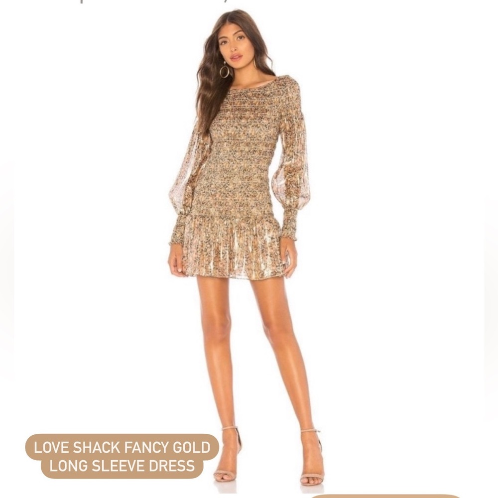 Love Shack Fancy Gold Mini Dress